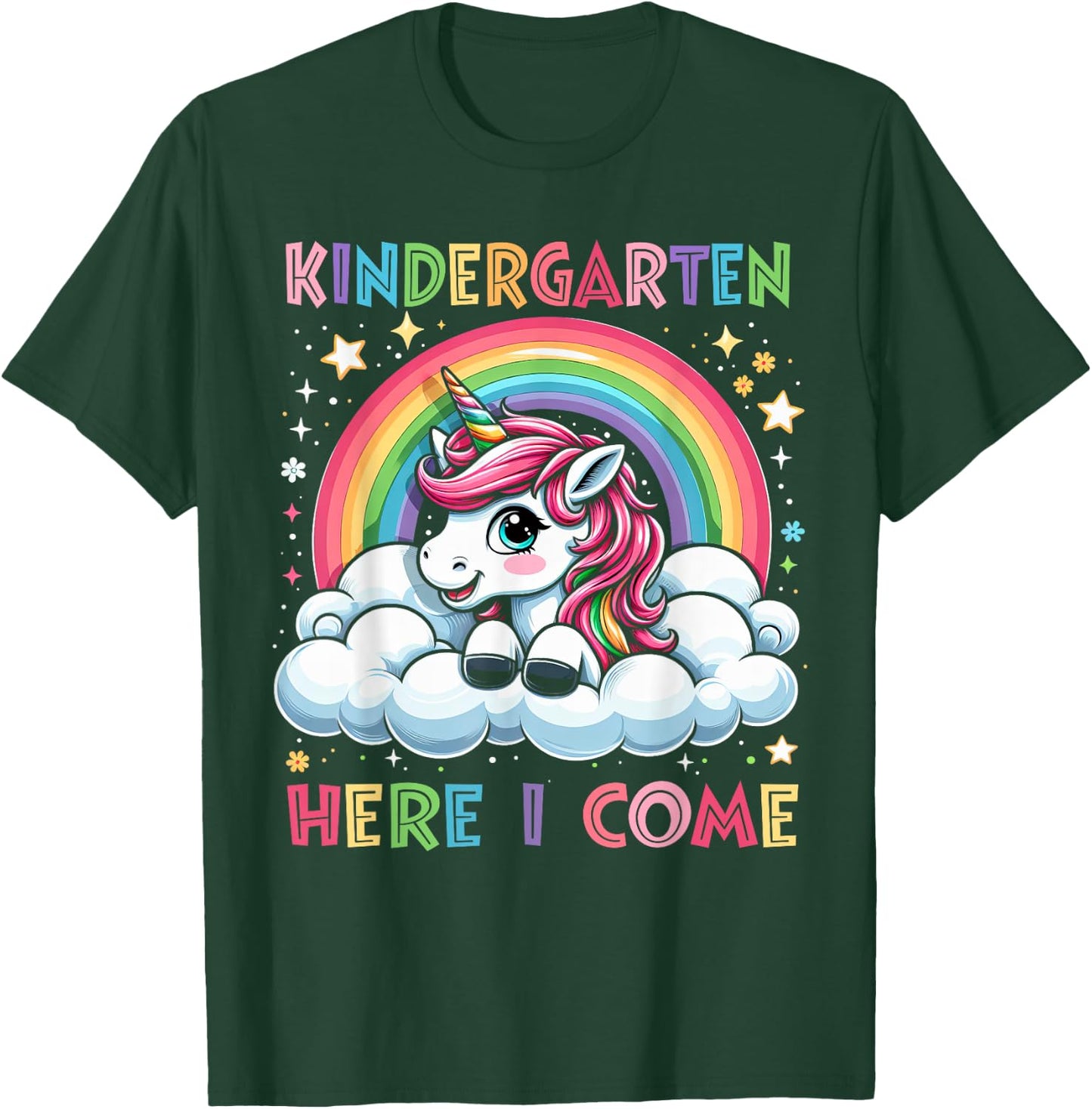 First Day Of Kindergarten Shirt Girls Unicorn Back To School T-Shirt - T-Shirt | Forest