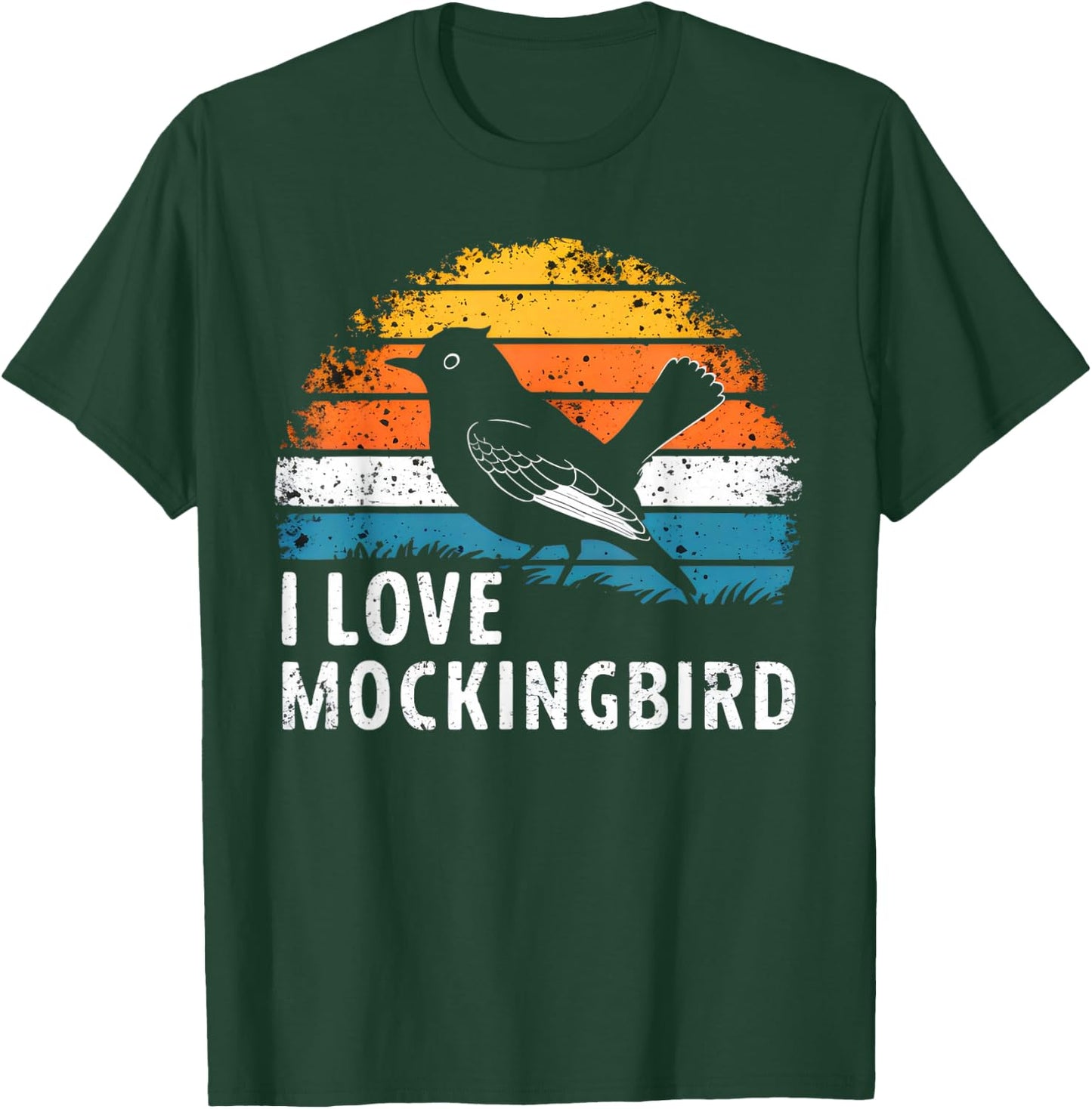 Mockingbird Bird Nature Lover Birding Vintage Sunset T-Shirt - T-Shirt | Forest