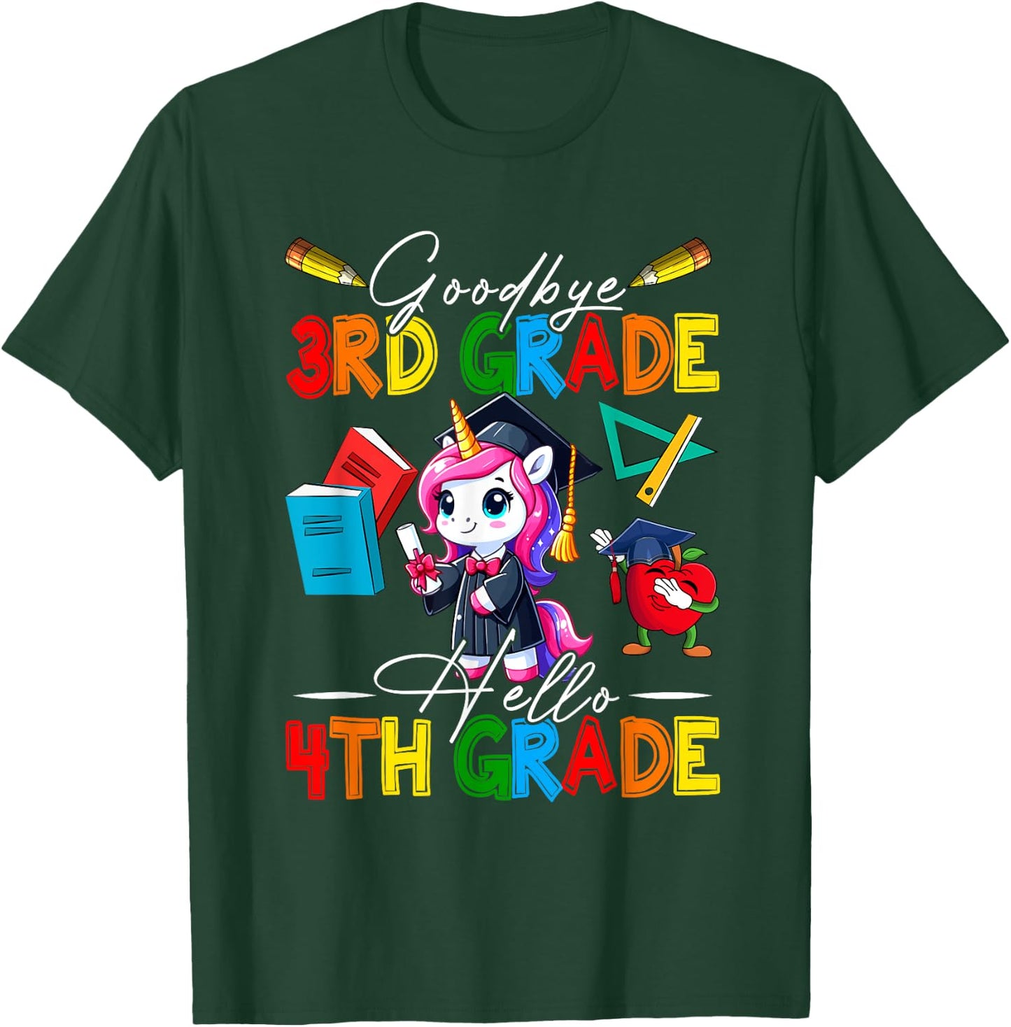 Goodbye 3rd Grade Hello 4th Grade Costume Unicorn Students T-Shirt - T-Shirt | Forest