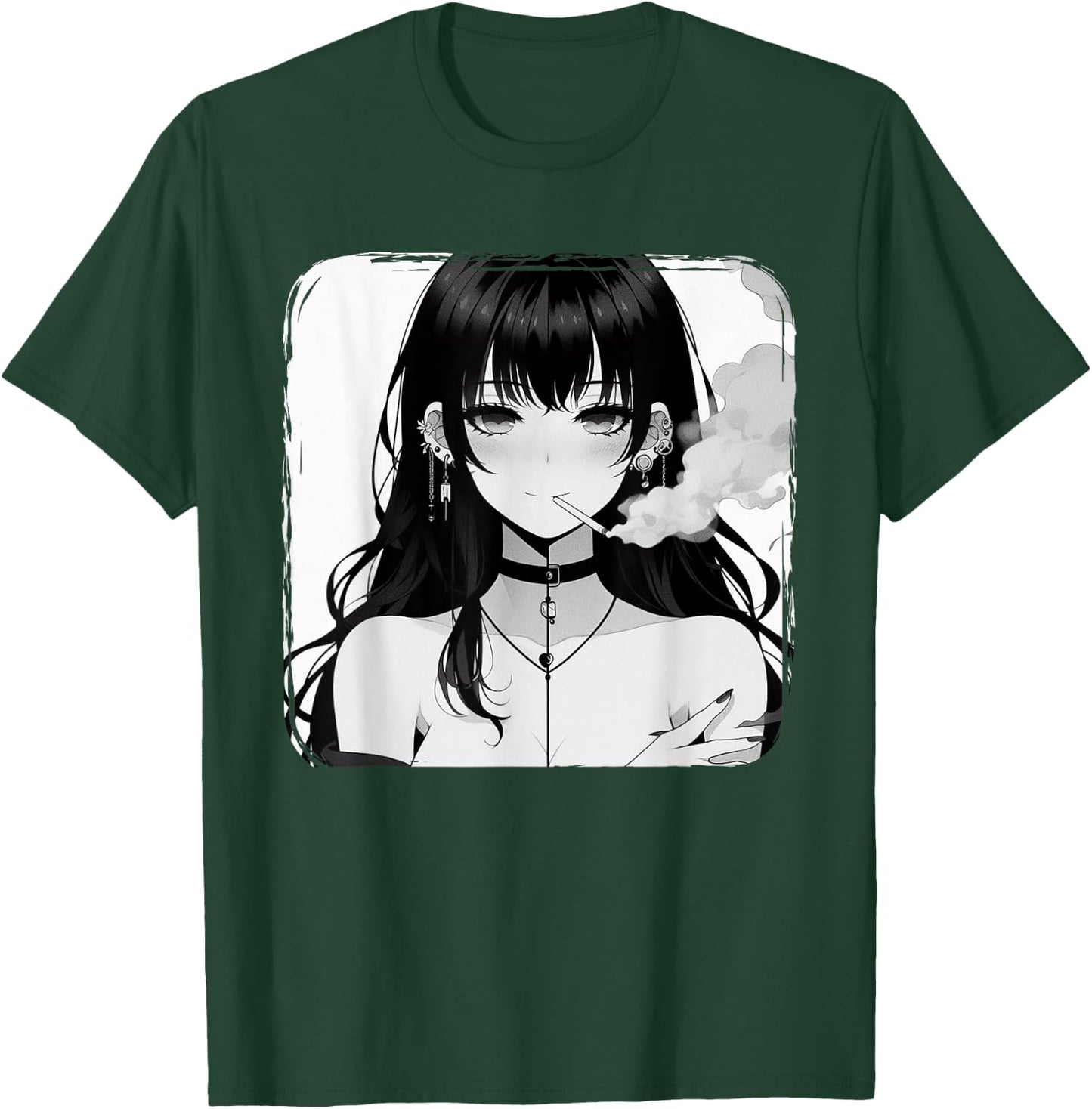 Anime Horror Girl Aesthetic Grunge Waifu Japanese Otaku T-Shirt - T-Shirt | Forest