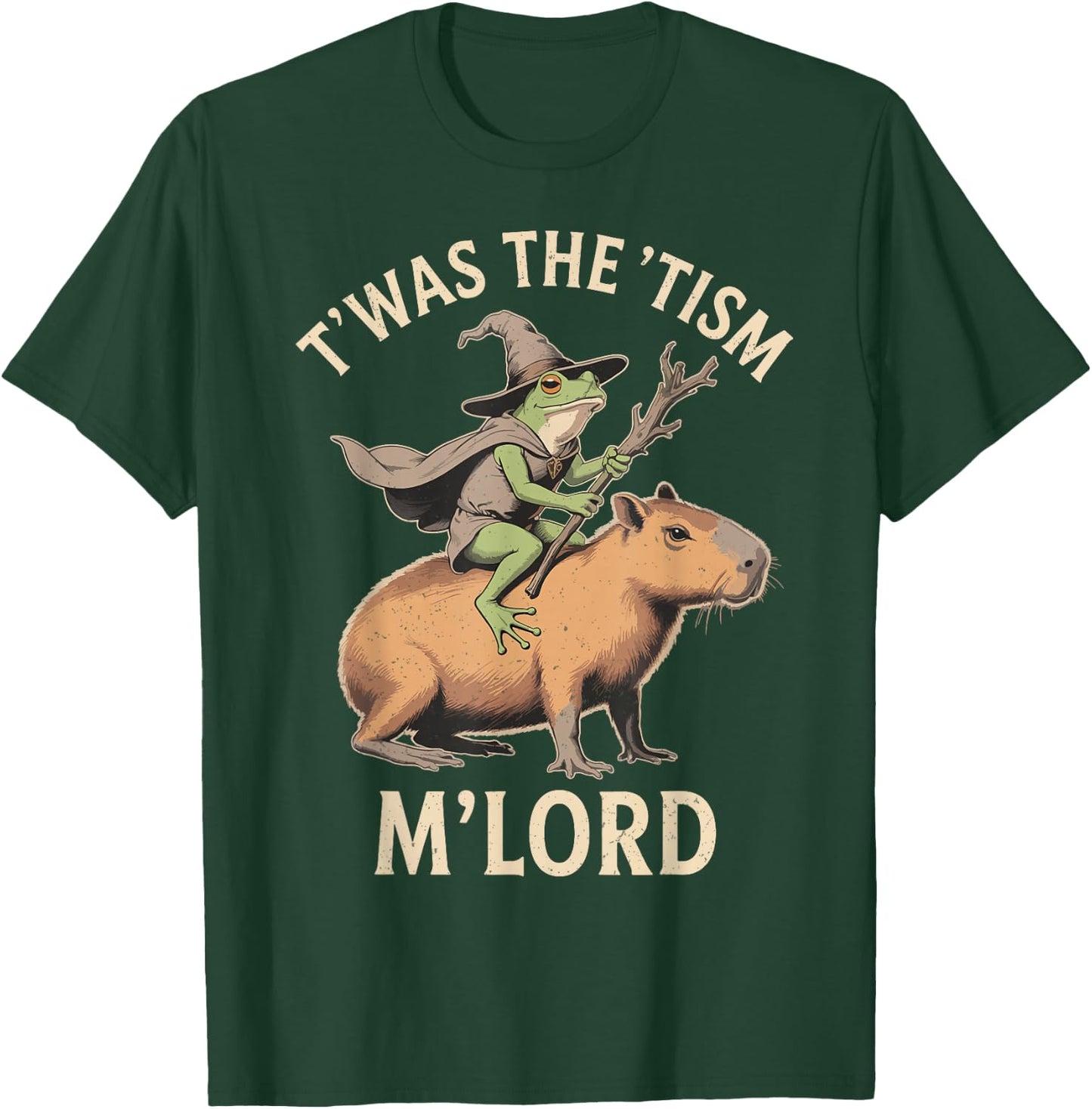 Funny Vintage TWAS The 'Tism M'Lord Wizard Frog Meme T-Shirt - T-Shirt | Forest