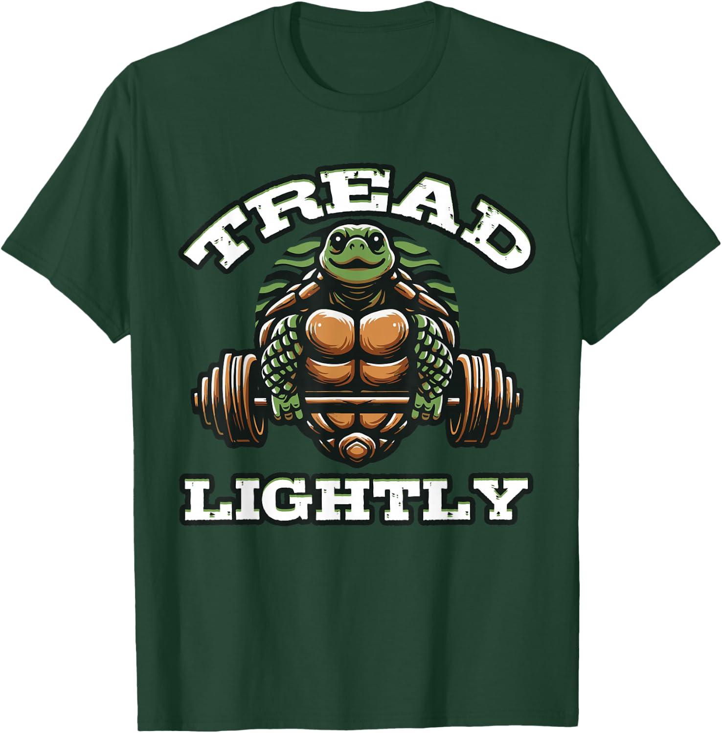 Treads Lightly Fitness Turtle & Dumbbells Workout T-Shirt - T-Shirt | Forest