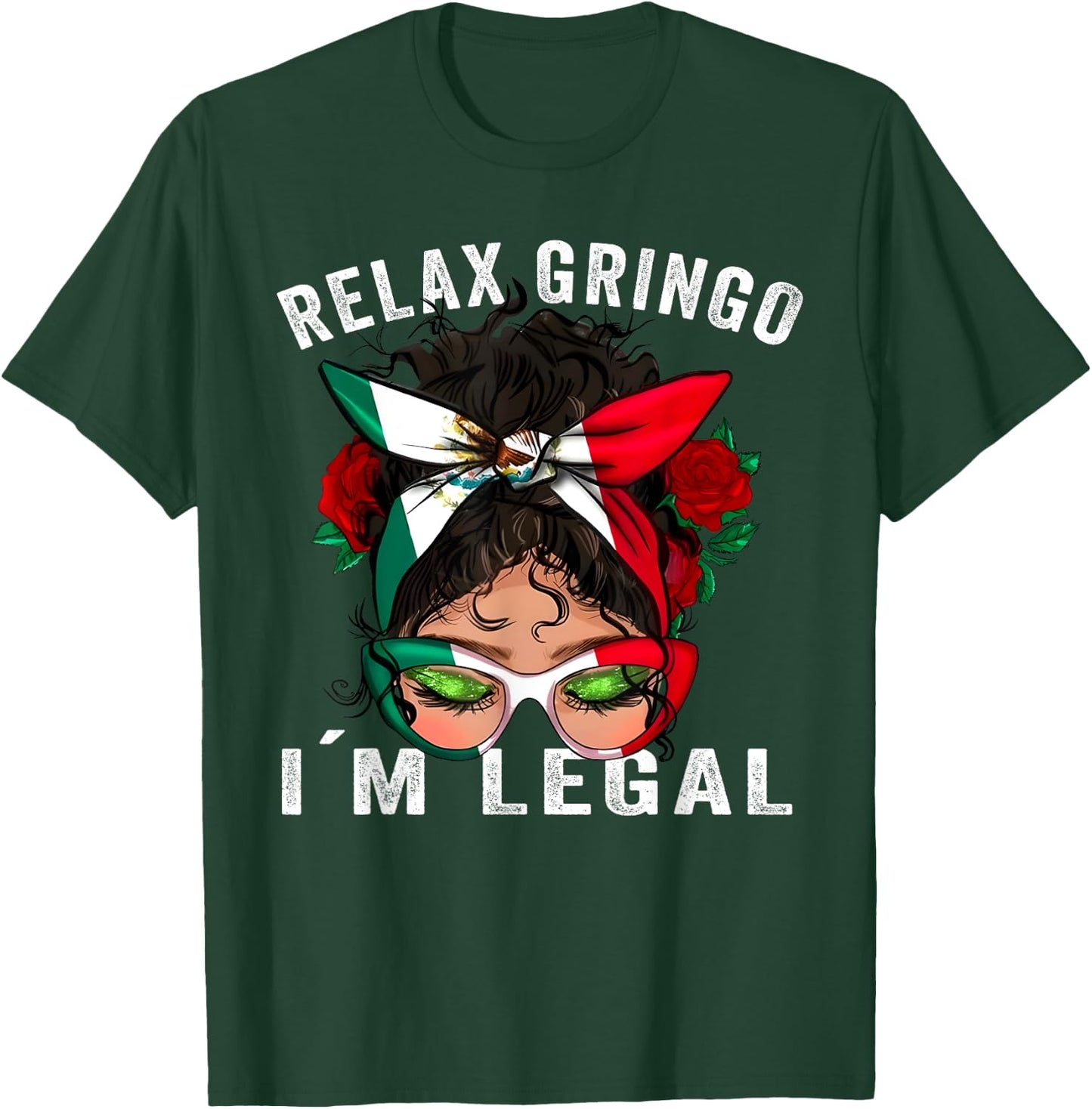 Relax Gringo Im Legal Messy Bun Cinco de Mayo Immigrant T-Shirt - T-Shirt | Forest
