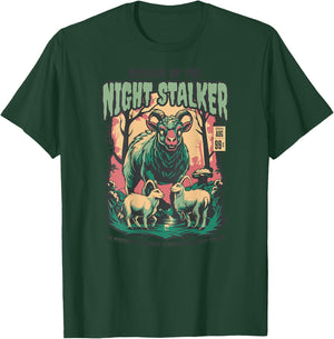 Night Stalker Goat Horror T-Shirt - T-Shirt | Forest