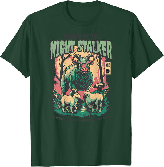 Night Stalker Goat Horror T-Shirt - T-Shirt | Forest