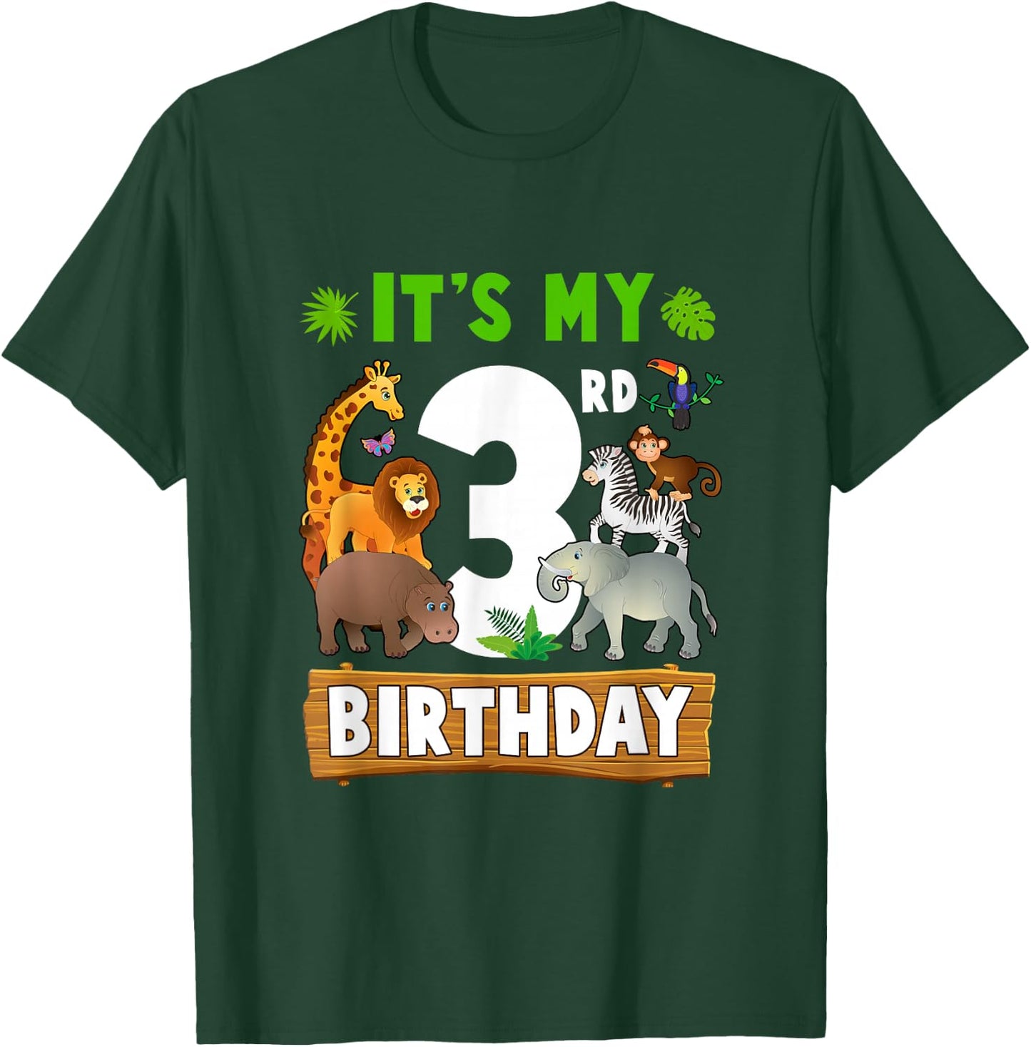 It's My 3Rd Birthday Zoo Jungle Safari 3 Years Old Birthday T-Shirt - T-Shirt | Forest