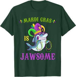 Mardi Gras Is Jawsome Funny Shark Lover Pun Carnival Costume T-Shirt - T-Shirt | Forest