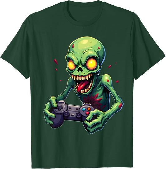 Game On Alien Gamer Creepy Playful Fun T-Shirt - T-Shirt | Forest