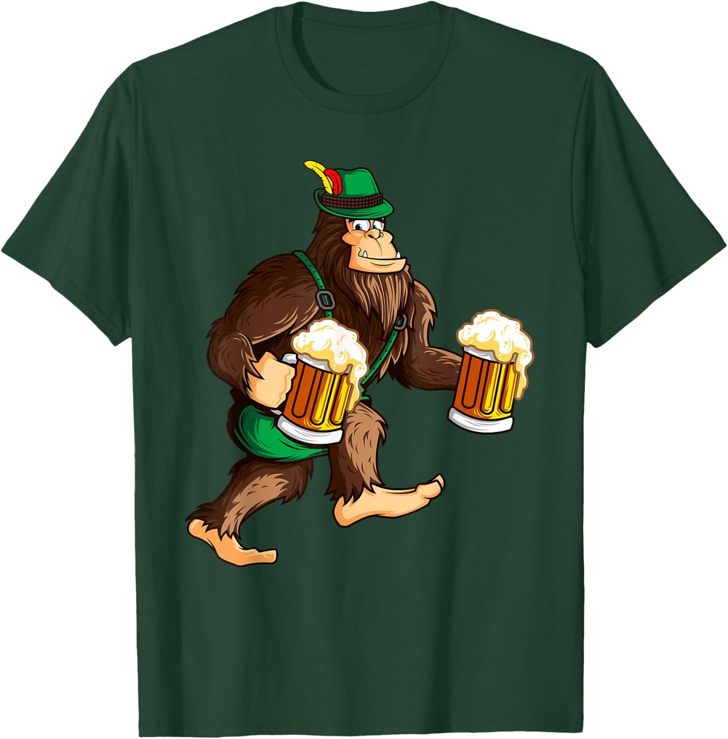 Funny Bigfoot Lederhosen Prost Beer Mug Beerfest Oktoberfest T-Shirt - T-Shirt | Forest