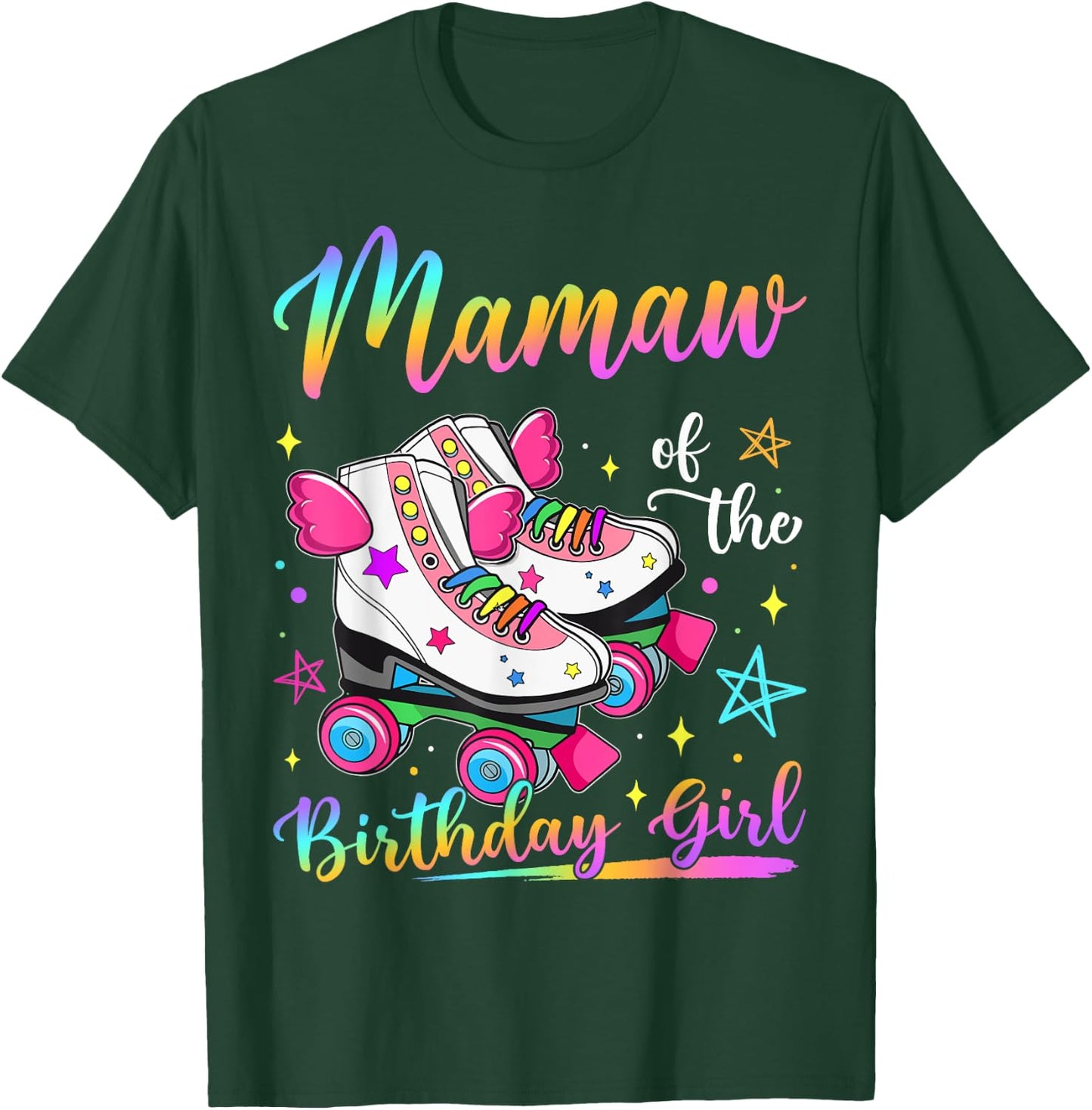 Mamaw Of The Birthday Girl Rolling Skate Family Matching T-Shirt - T-Shirt | Forest