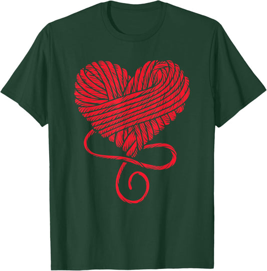 Yarn Crochet Knitting Lover Red Wool Heart Funny Graphic T-Shirt - T-Shirt | Forest