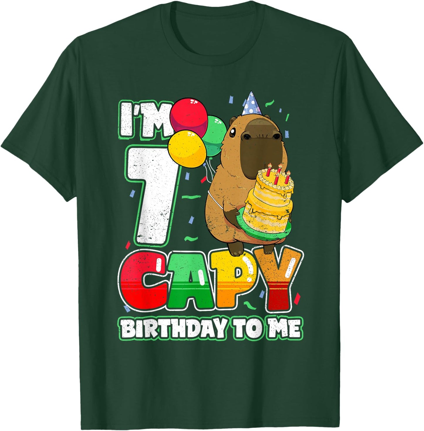 7 Years Old Capy Birthday to me 7th Birthday Capybara T-Shirt - T-Shirt | Forest