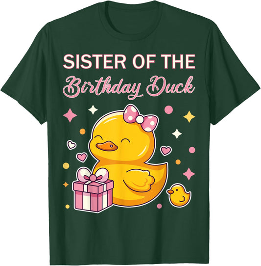 Sister of the Birthday Duck Christmas Anime Party Outfit T-Shirt - T-Shirt | Forest