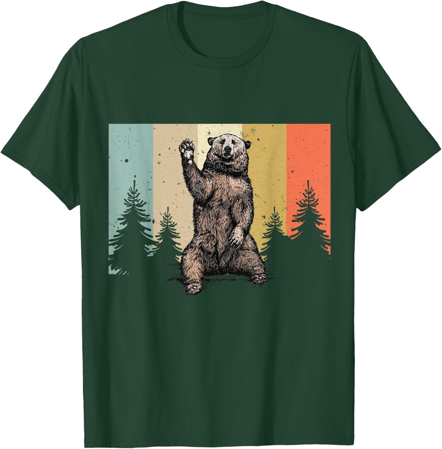 Funny Bear Waving Hiking Camping Bear Hiking T-Shirt - T-Shirt | Forest