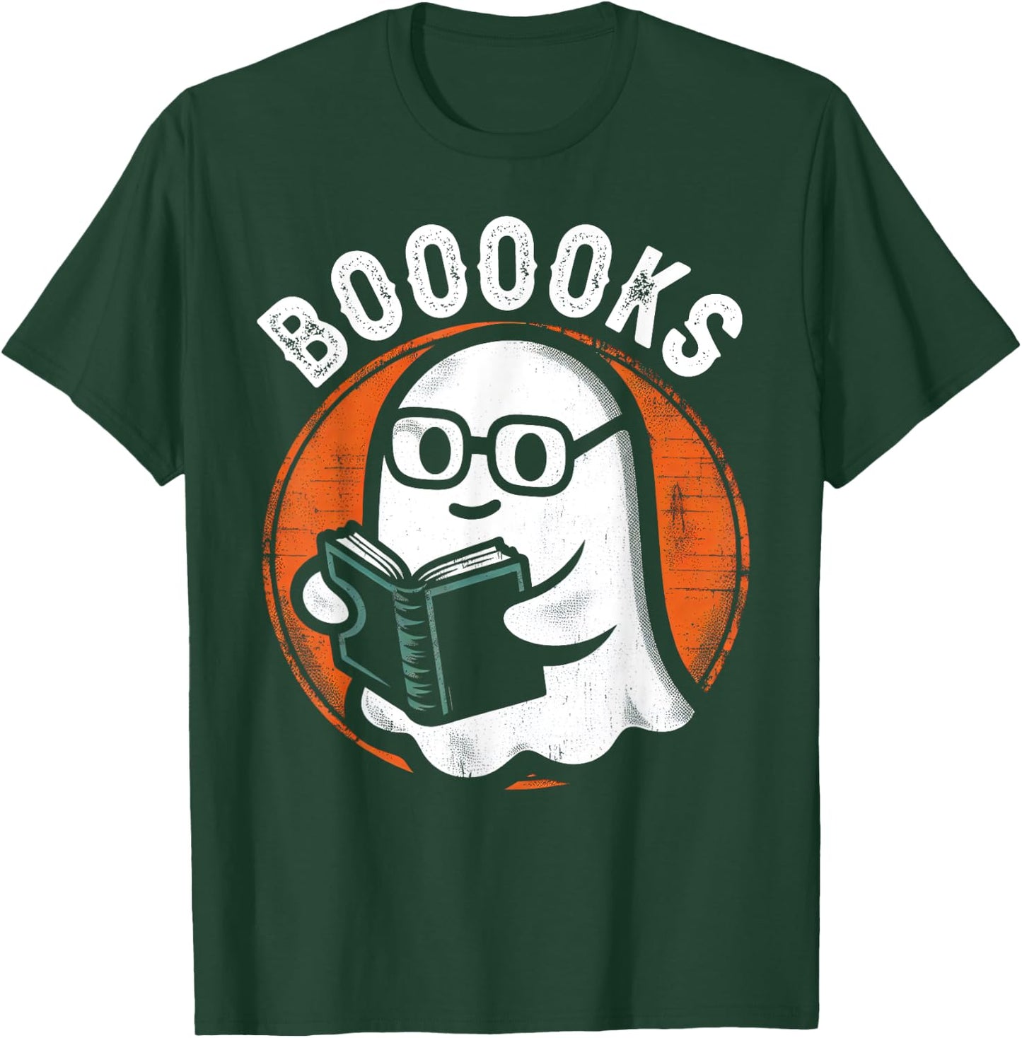 Cute Ghost Book Reading Books Lover Retro Halloween Teacher T-Shirt - T-Shirt | Forest