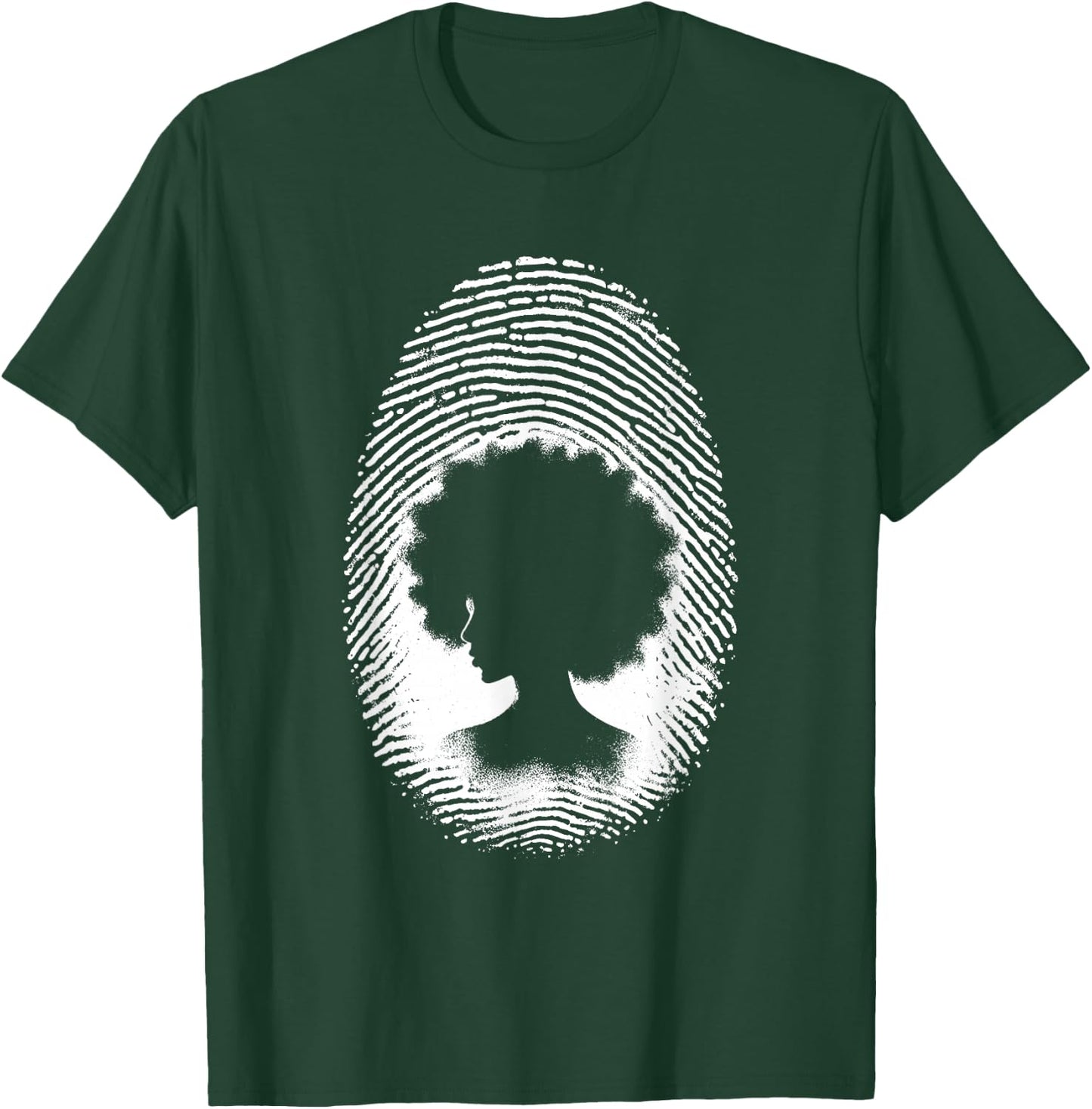 African American Woman Fingerprint - Vintage Afro Queen T-Shirt - T-Shirt | Forest