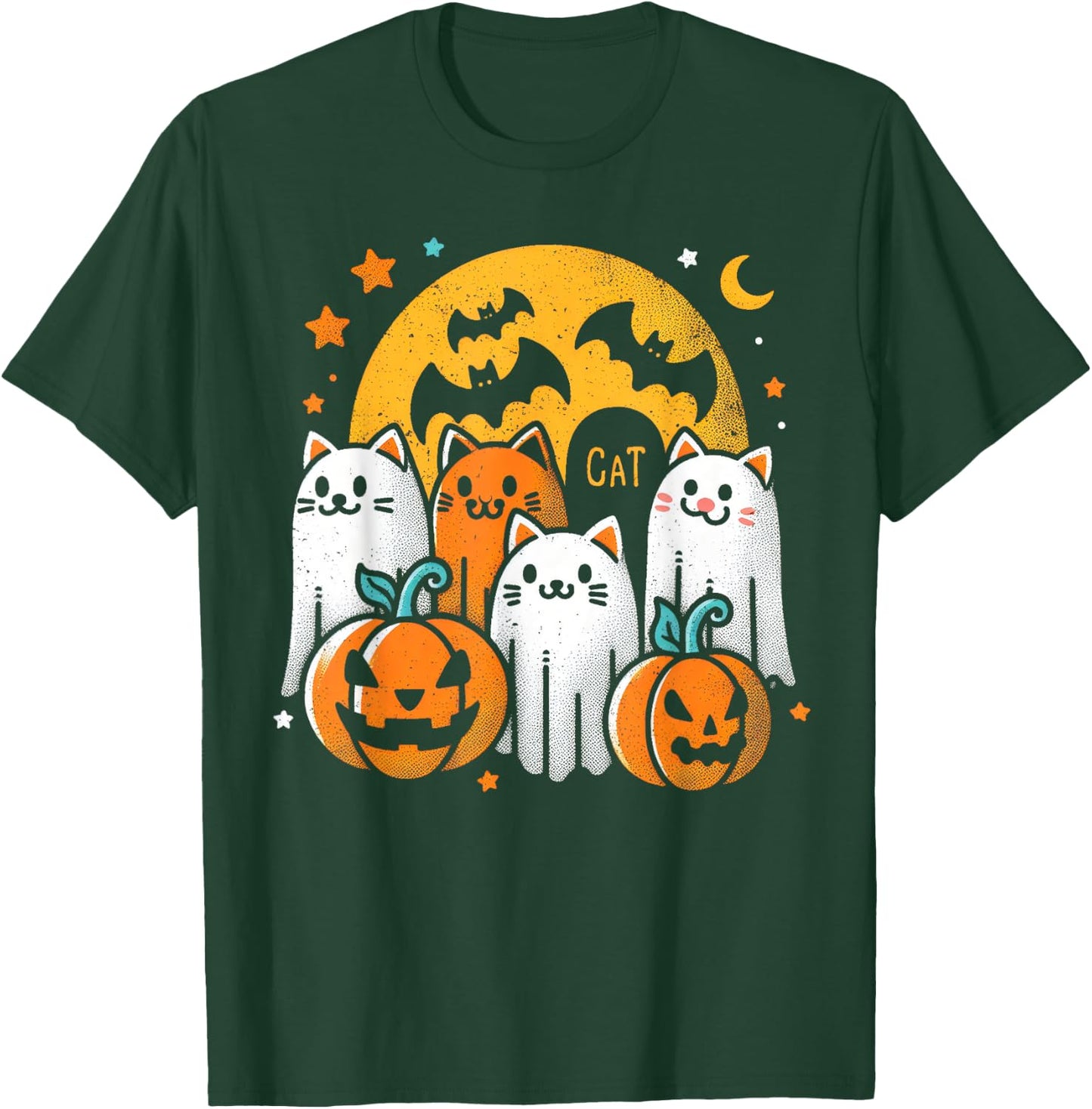 Halloween Black Cats Ghosts Costume Women Girls Kids Toddler T-Shirt - T-Shirt | Forest
