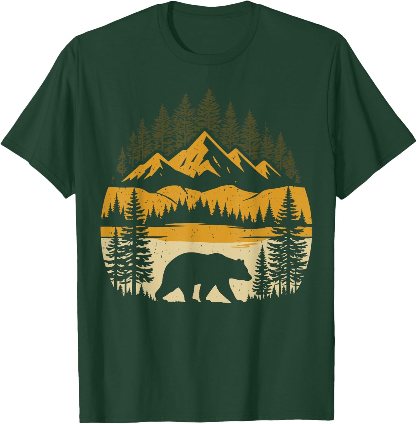 Bear Retro Nature Outdoor T-Shirt - T-Shirt | Forest