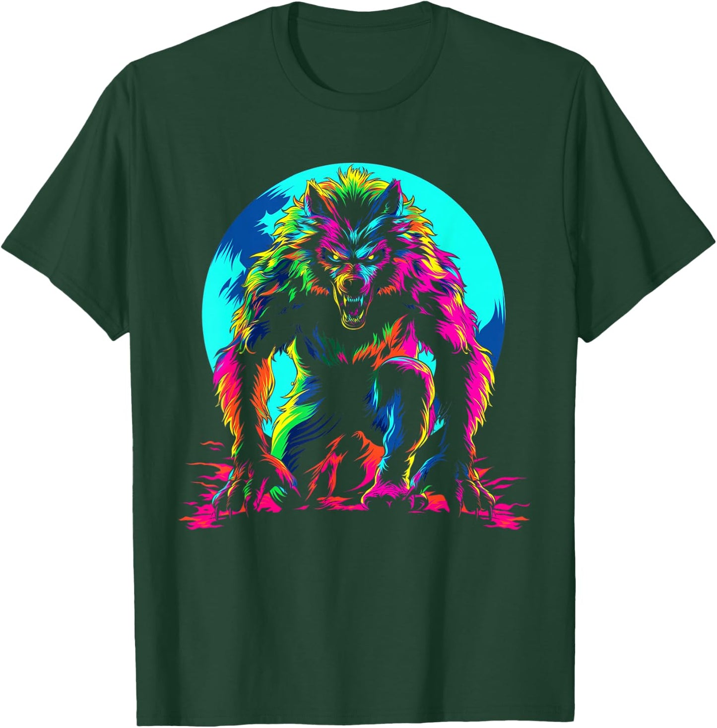 Werewolf Wolf Moon Popart T-Shirt - T-Shirt | Forest