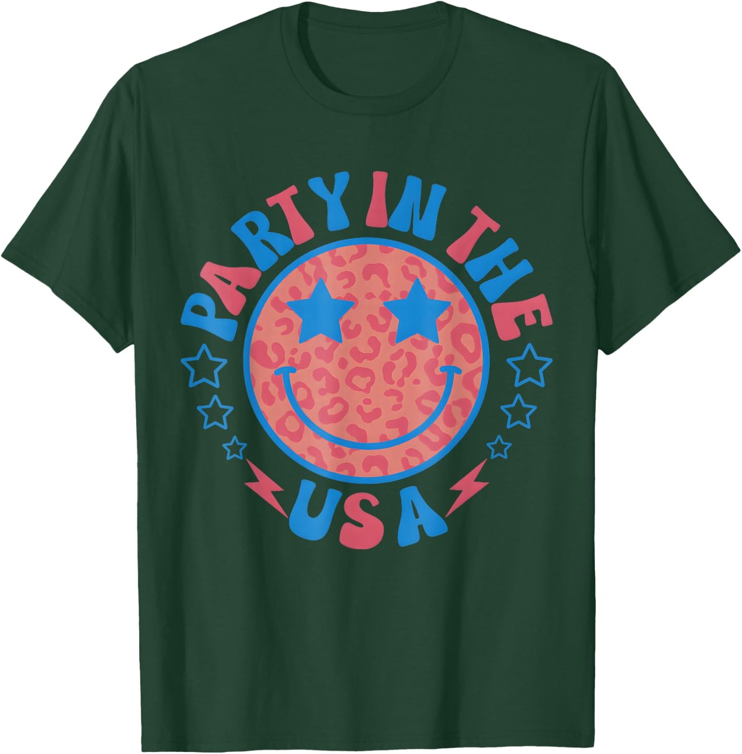 Party in the USA 4th of July Preppy Smile T-Shirt - T-Shirt | Forest