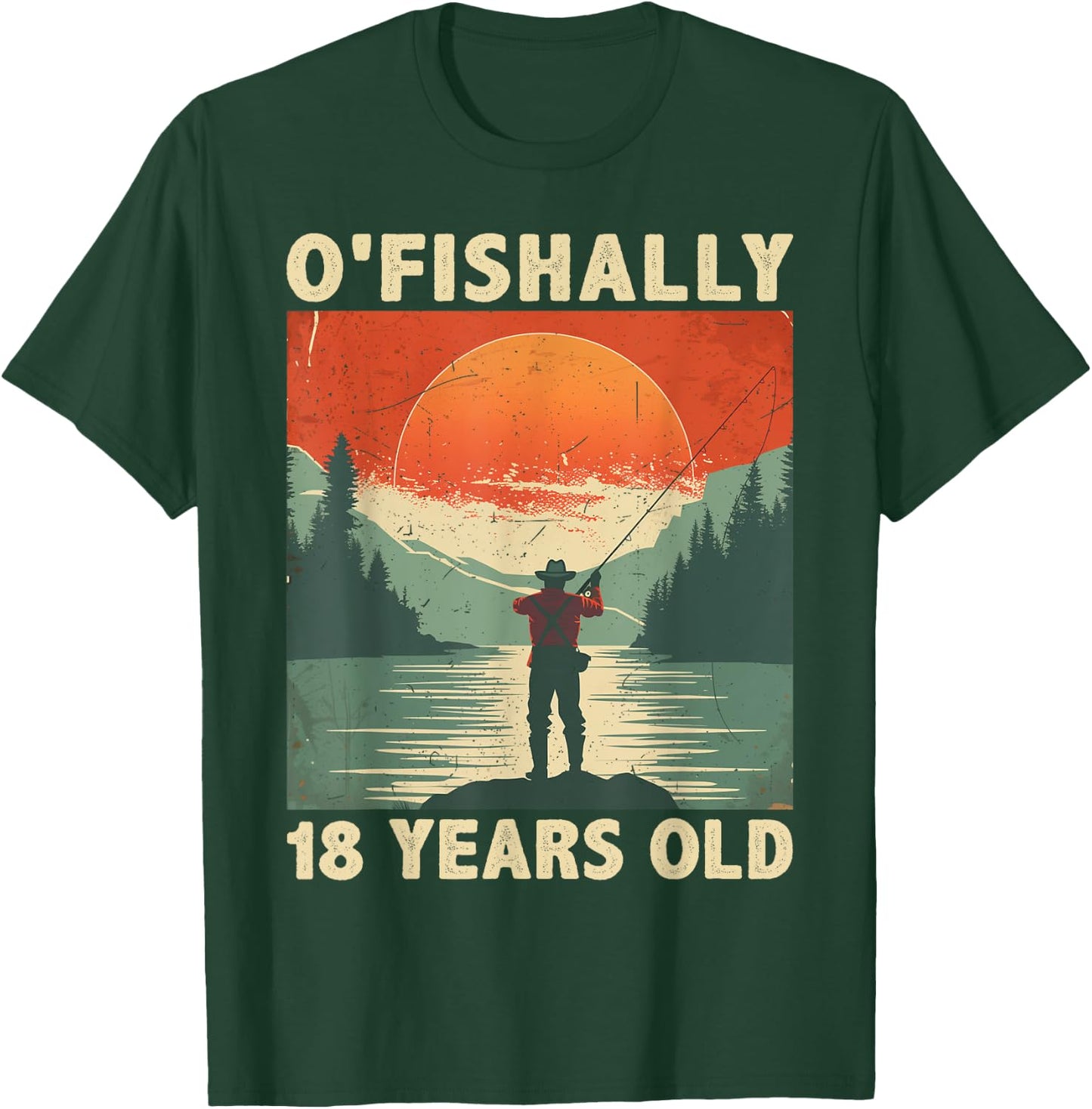Ofishally 18 Years Old 2006 Fishing Fisherman 18th Birthday T-Shirt - T-Shirt | Forest