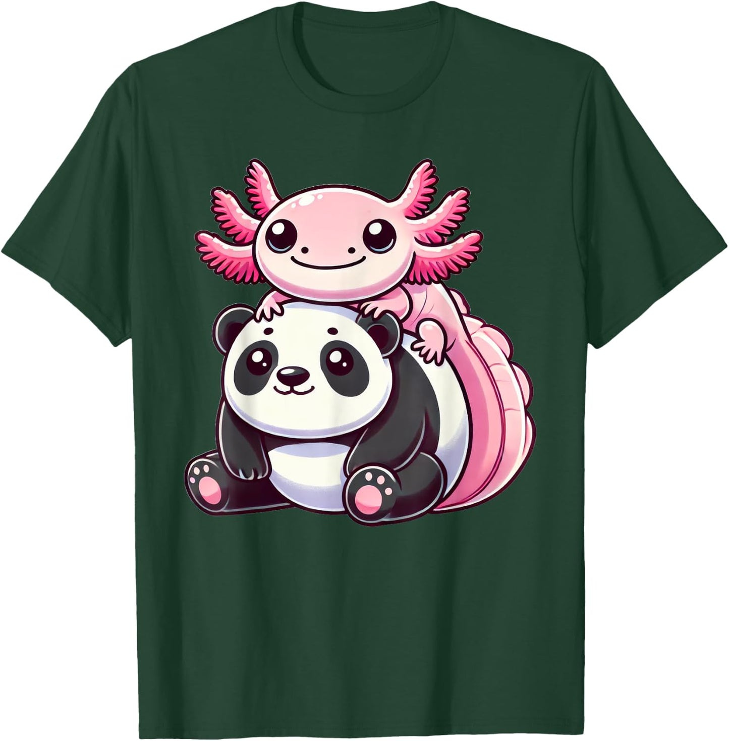 Anime Kawaii Axolotl Panda Bear T-Shirt - T-Shirt | Forest