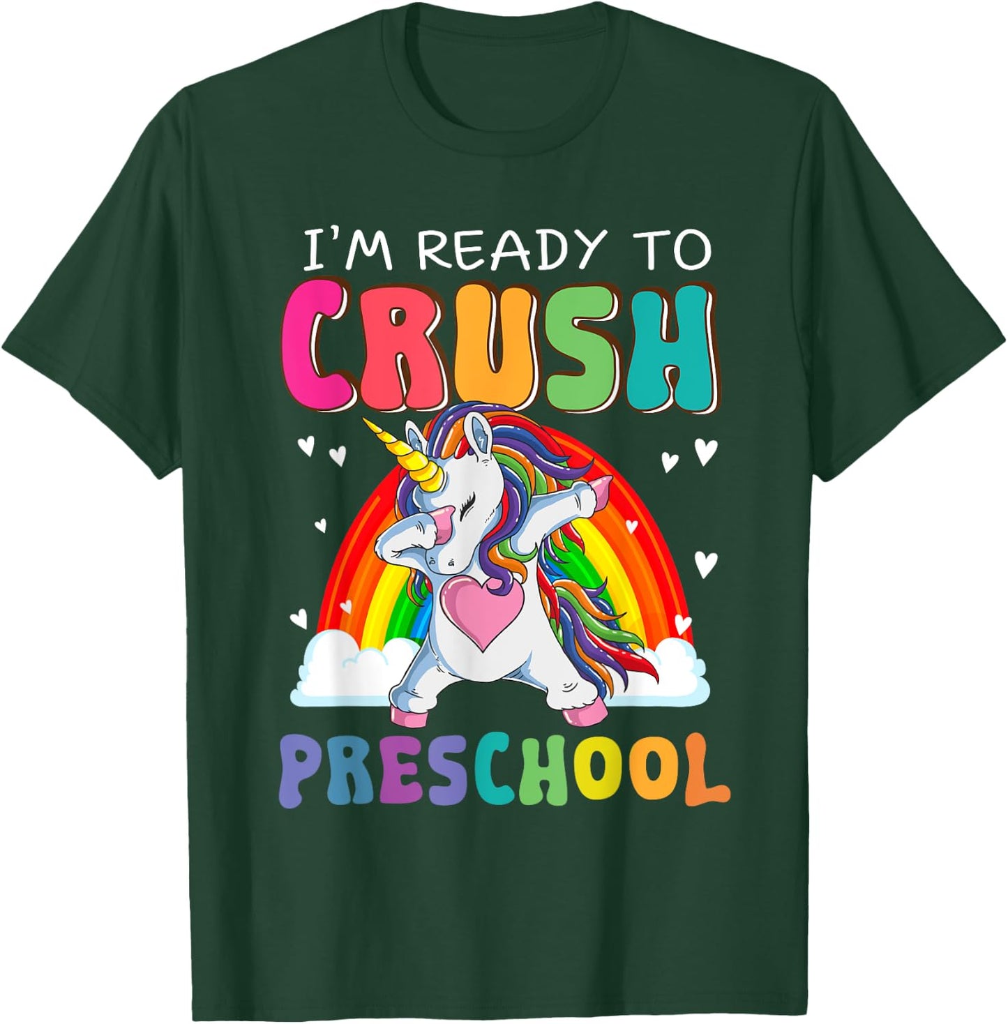 Crush Preschool Dabbing Unicorn First Day Of School Girl Kid T-Shirt - T-Shirt | Forest
