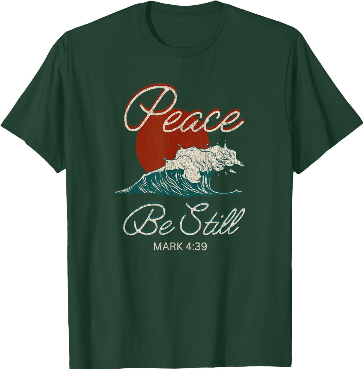 Vintage Peace Be Still Mark 4:39 Life Waves Christian T-Shirt - T-Shirt | Forest