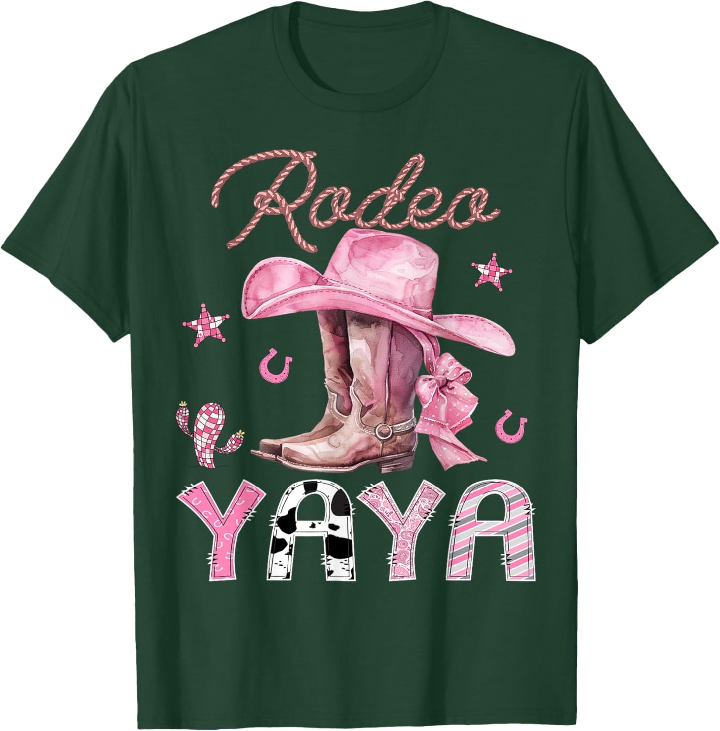 Rodeo Yaya Pink Boots Coquette CowGirl Birthday Party T-Shirt - T-Shirt | Forest