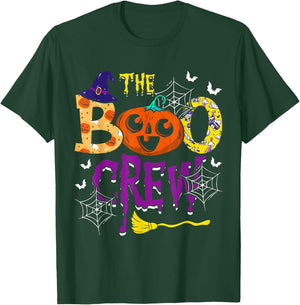 The Boo Crew Witch Pumpkin Web Spider Decor Halloween T-Shirt - T-Shirt | Forest
