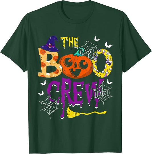 The Boo Crew Witch Pumpkin Web Spider Decor Halloween T-Shirt - T-Shirt | Forest