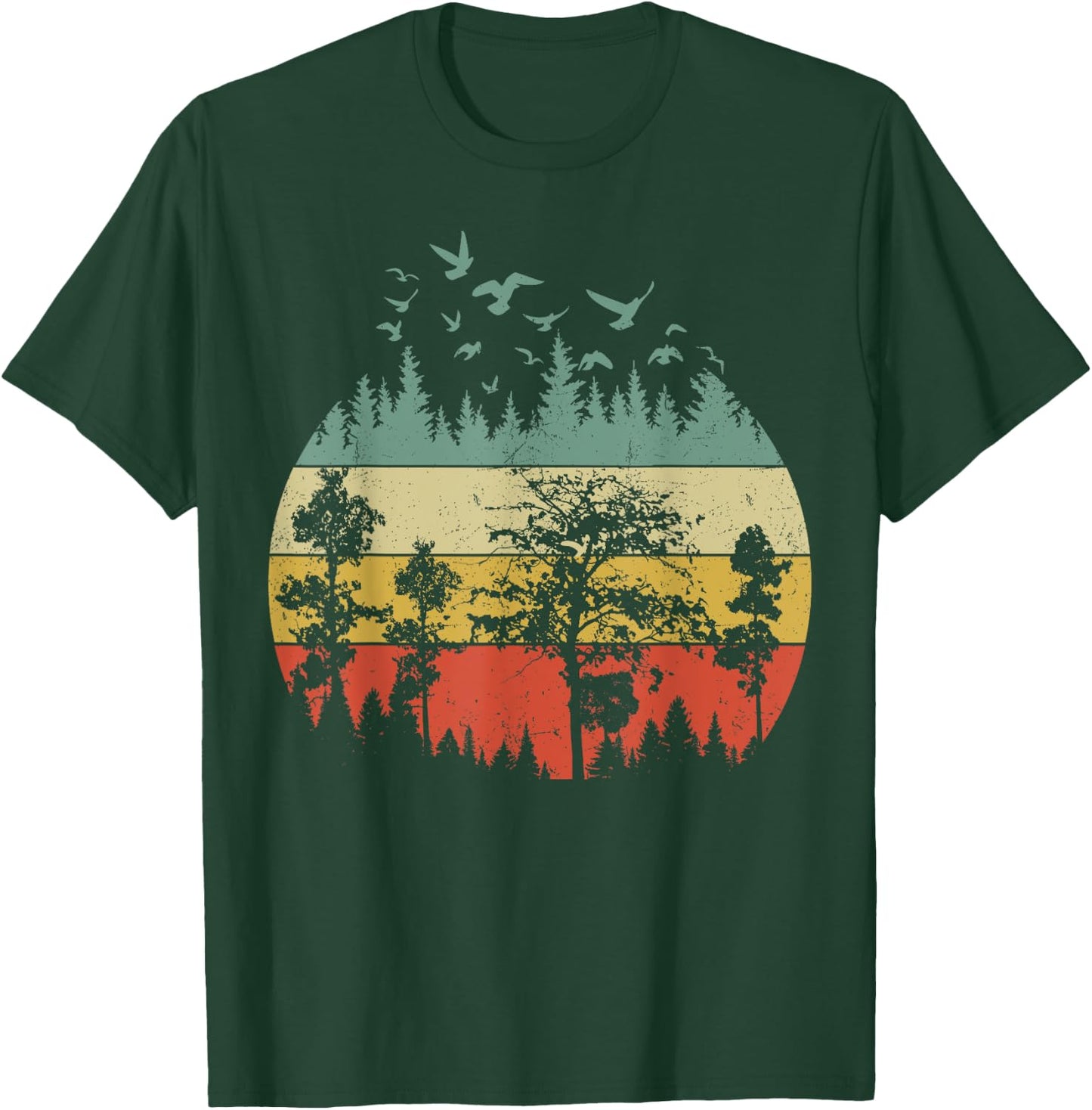 Retro Forest Wildlife Trees Outdoors Nature T-Shirt - T-Shirt | Forest