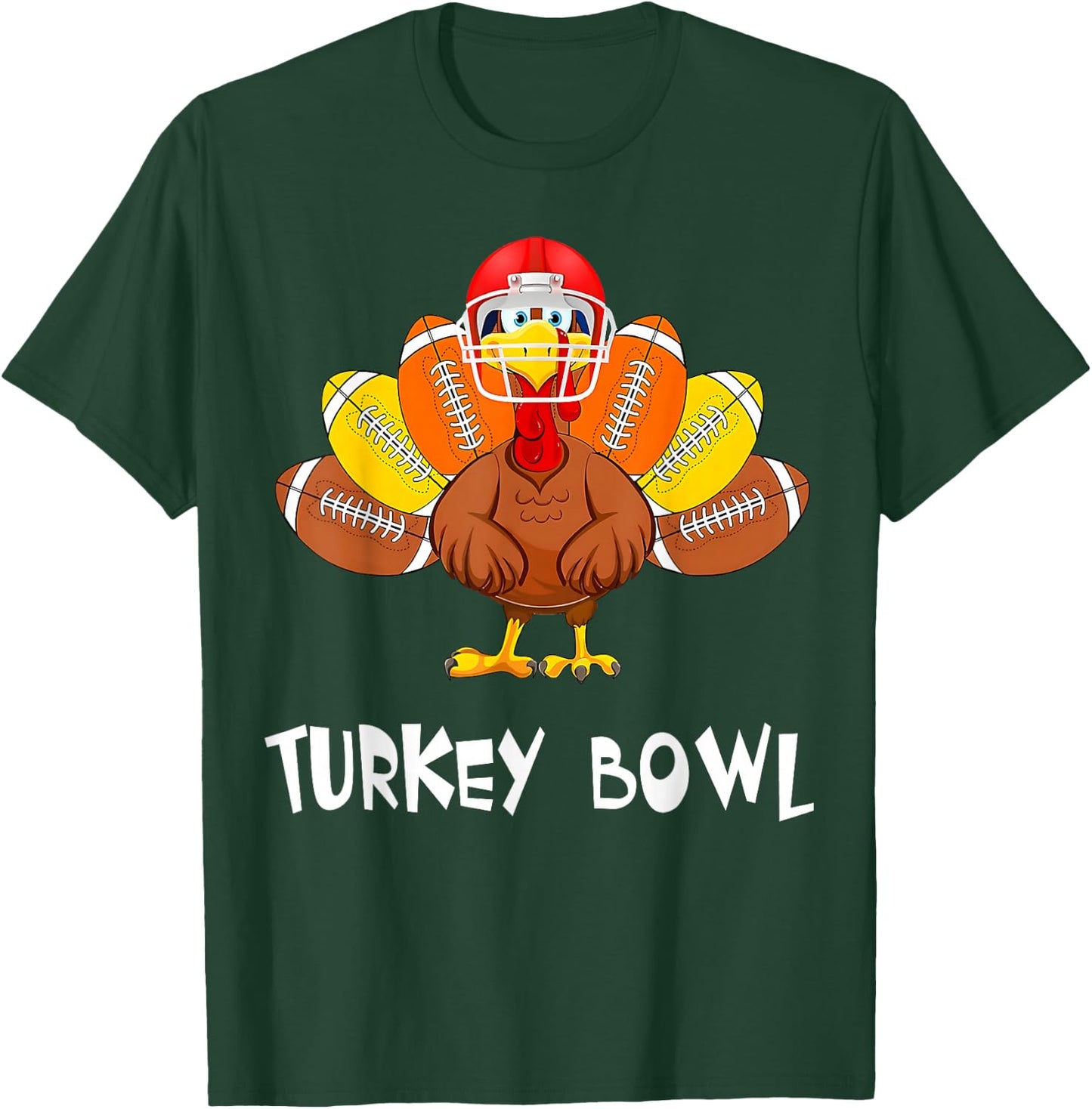 Funny Turkey American Football Bowl Thanksgiving T-Shirt - T-Shirt | Forest