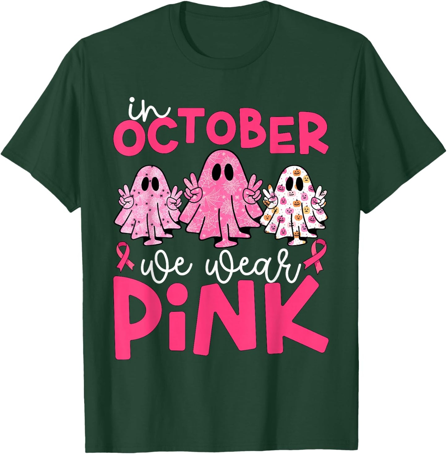 Breast Cancer Awareness Halloween In October We Wear Pink T-Shirt - T-Shirt | Forest