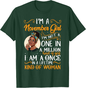 I'm A November Girl Black Women Scorpio Sagittarius Birthday T-Shirt - T-Shirt | Forest