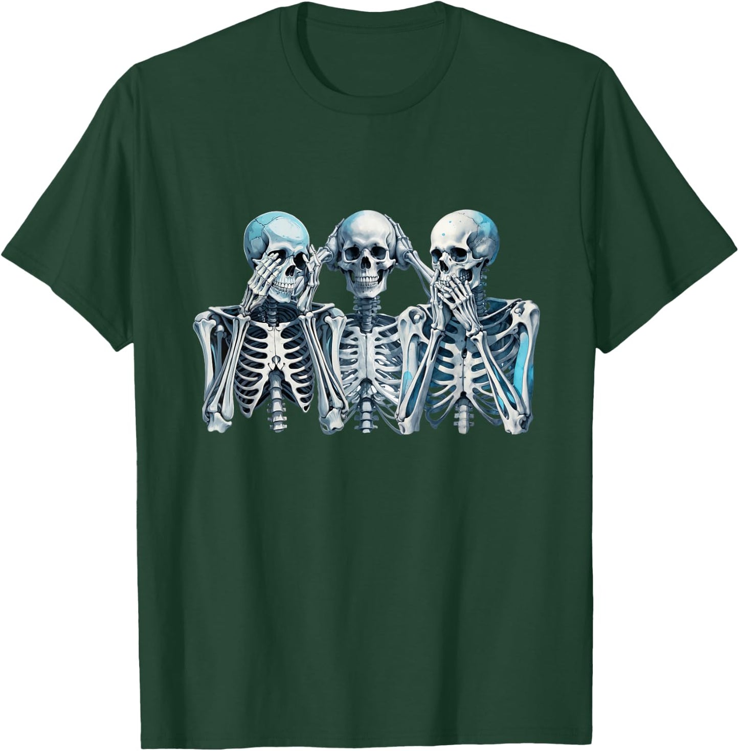 Speak Hear See No Evil Skeleton Three Wise Skeletons T-Shirt - T-Shirt | Forest