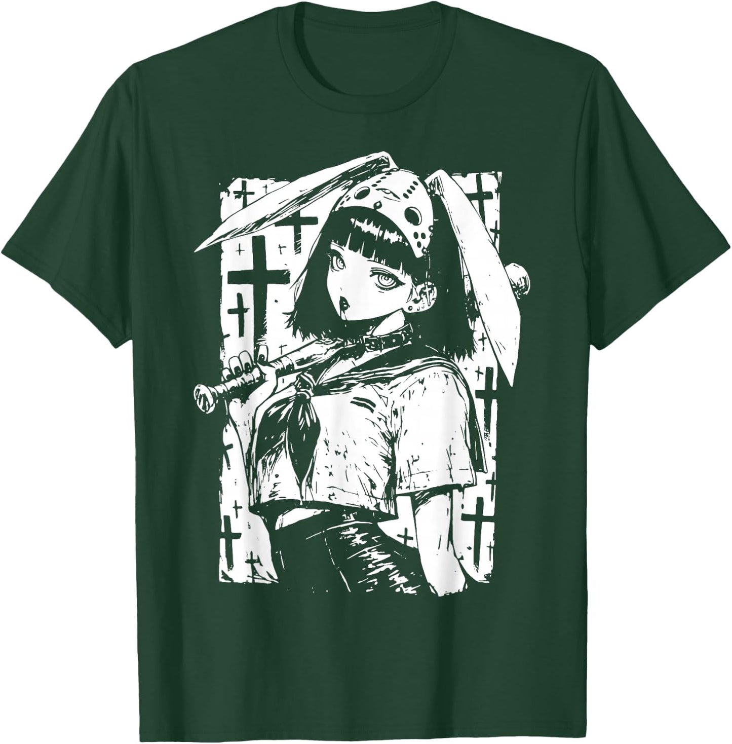 Creepy Horror Bunny Girl Anime Manga Alt Kawaii Harajuku T-Shirt - T-Shirt | Forest