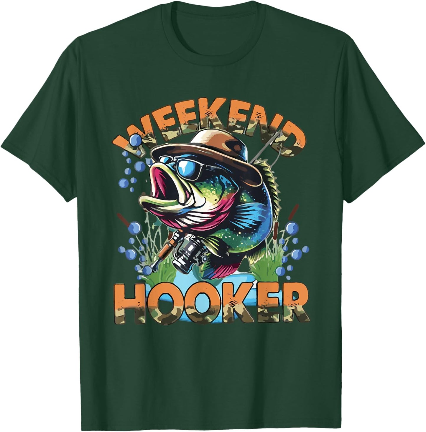 Weekend Hooker Colorful Fishing T-Shirt - T-Shirt | Forest