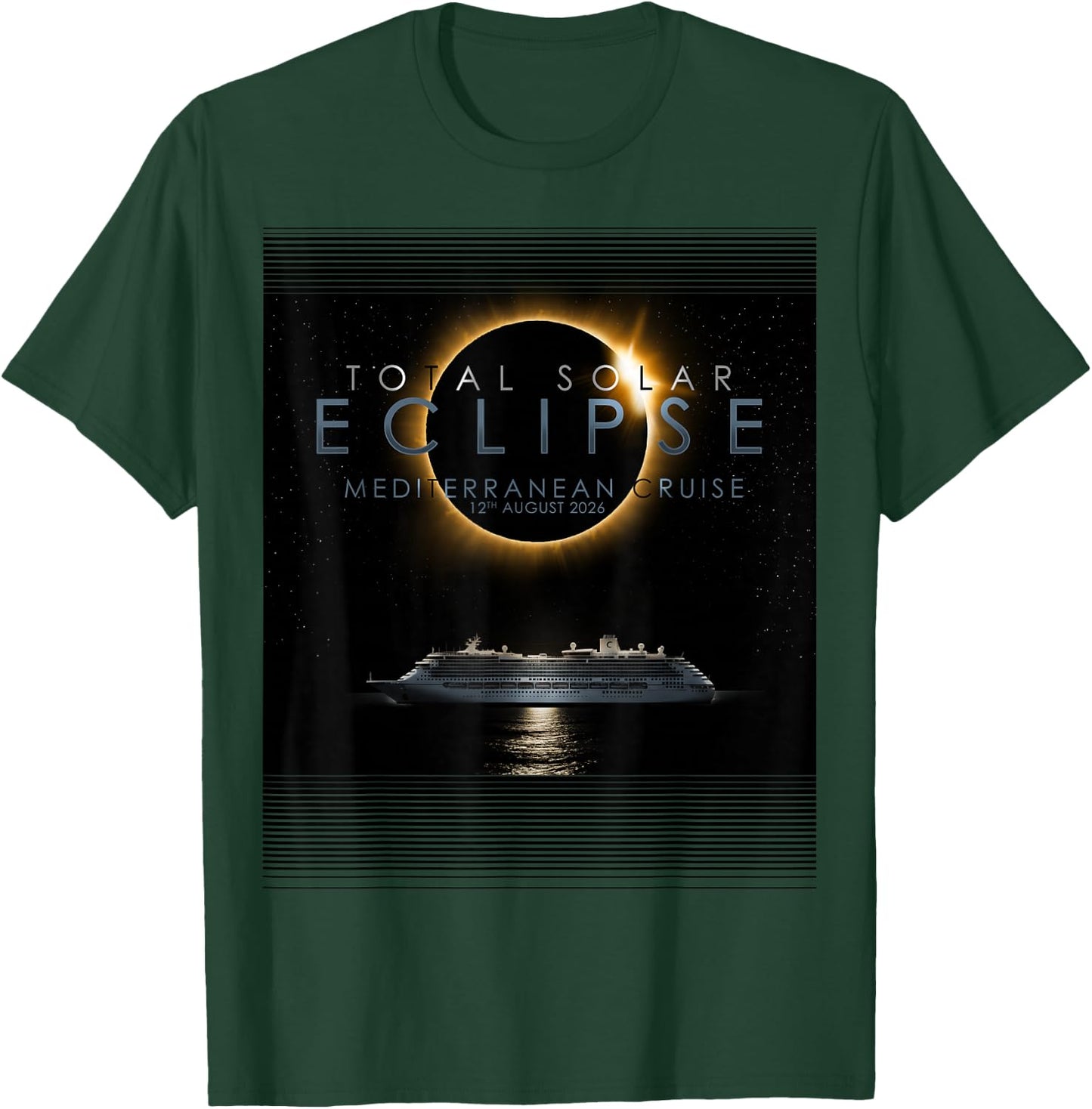 Total Solar Eclipse 2026 Mediterranean Cruise T-Shirt - T-Shirt | Forest