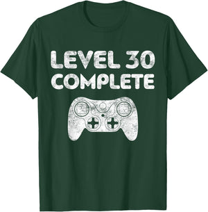 Level 30 Complete Shirt Video Gamer Men Women 30th Birthday T-Shirt - T-Shirt | Forest