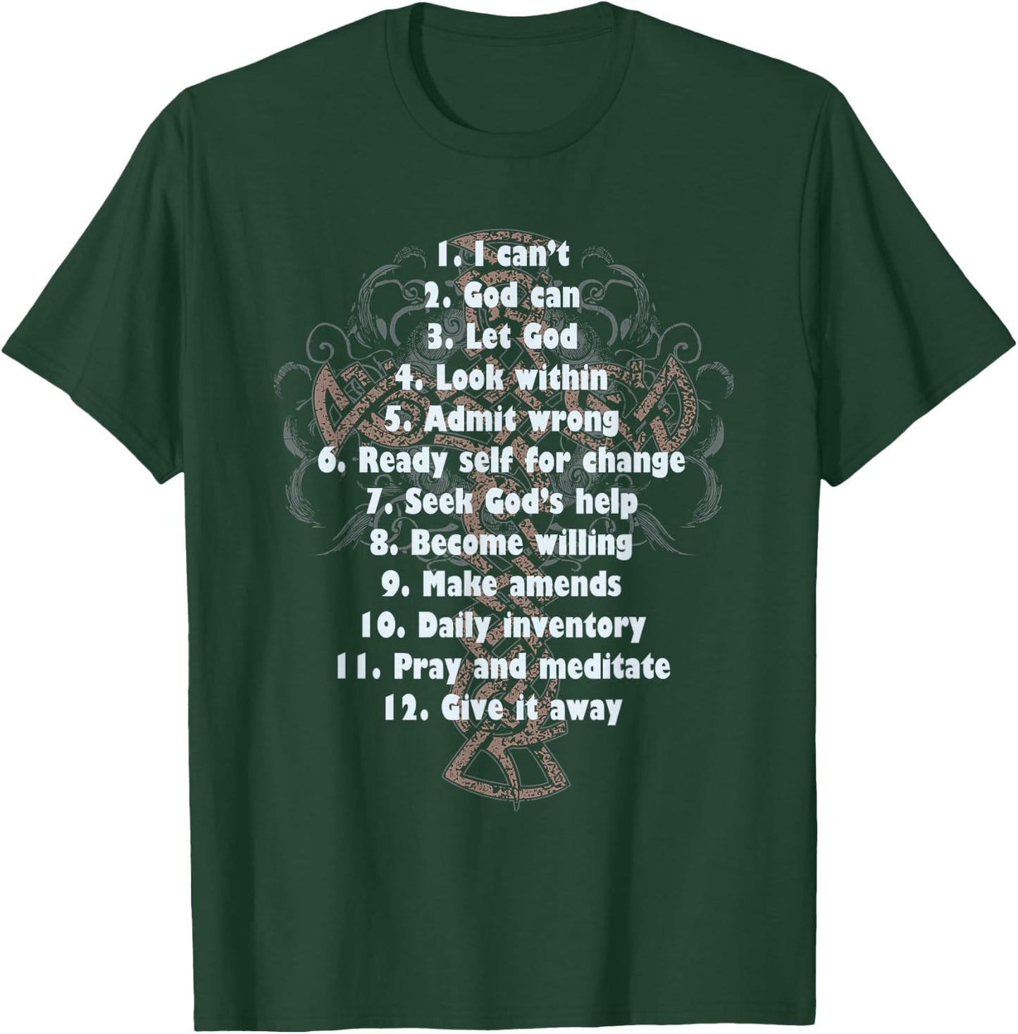 philosophy Celebrate Recovery Christian Cross 12 Step Guide - , Black, Small, Short Sleeve, Classic Fit, Cotton 90% Polyester 10% T-Shirt - T-Shirt | Forest