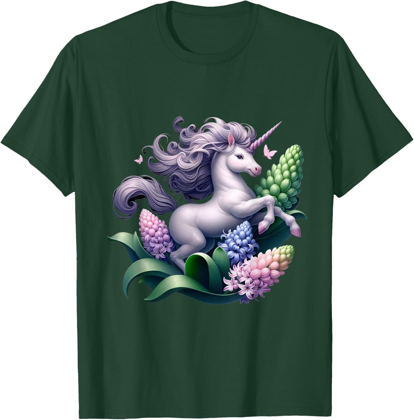 Unicorn Riding Hyacinth Boys Girls Men Women Kids Adults T-Shirt - T-Shirt | Forest