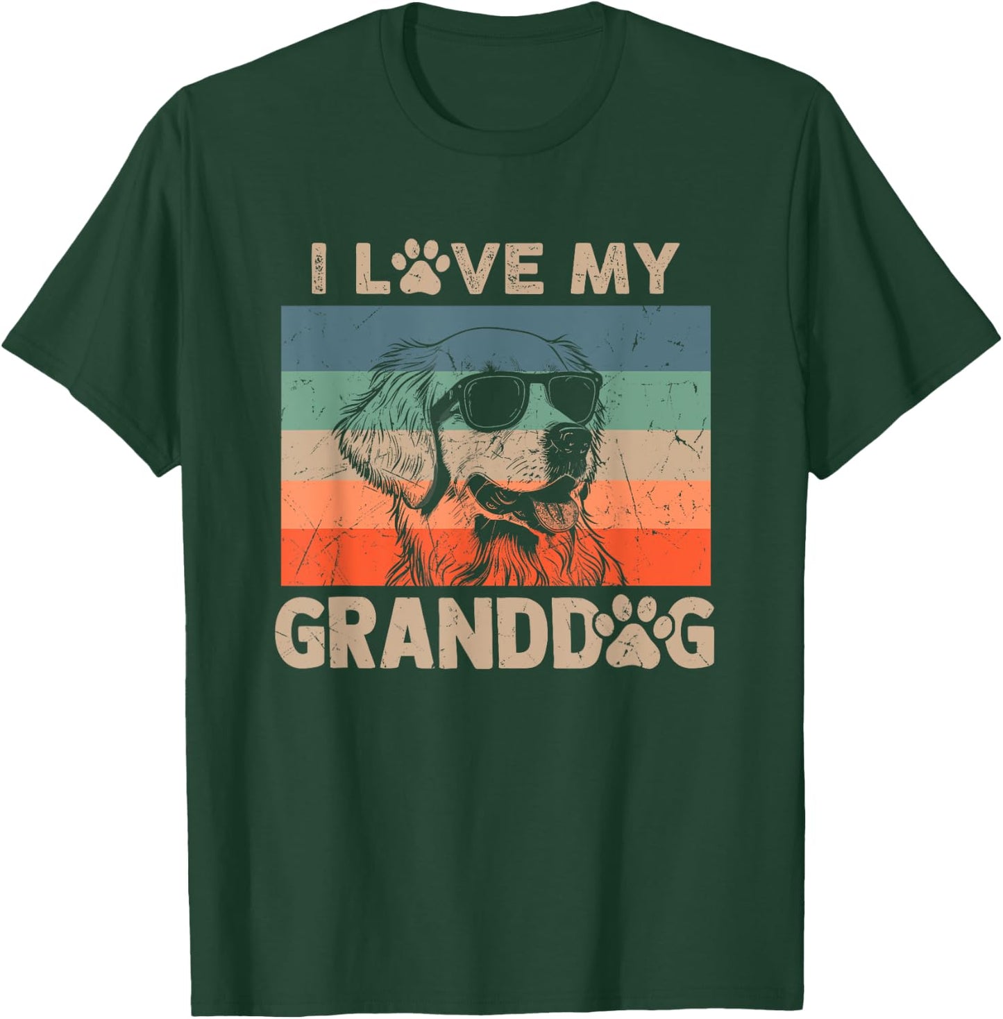 I Love My Granddog Golden Retriever Grandma Grandpa Dog Paw Women Kids T-Shirt - T-Shirt | Forest