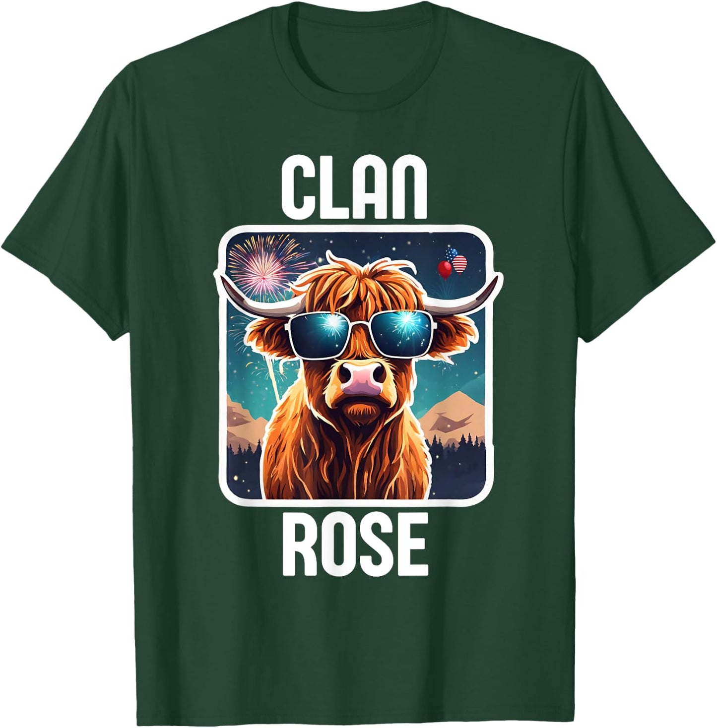 Rose Clan 4th July Scottish Family Name USA Party T-Shirt - T-Shirt | Forest