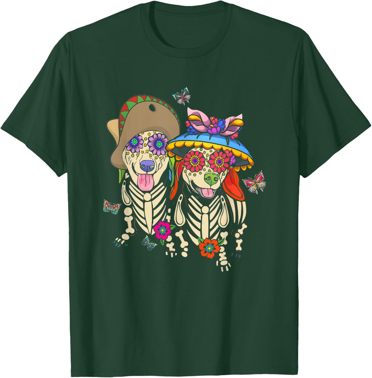 Sugar Skull Mexican Dachshund Bone Halloween Day Of Dead T-Shirt - T-Shirt | Forest