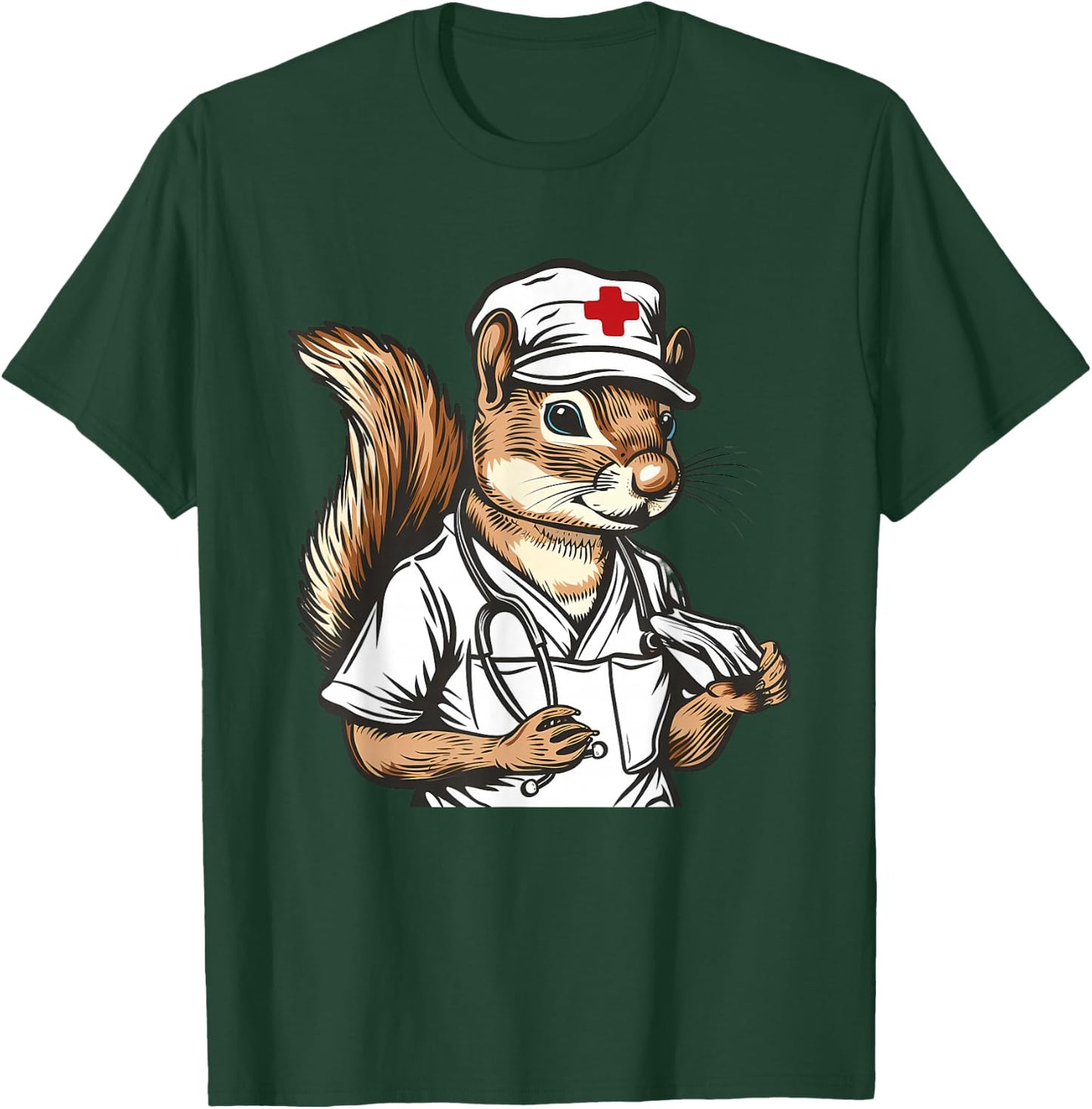 Squirrel Doctor Stethoscope Squirrel Nurse Medical Squirrel T-Shirt - T-Shirt | Forest