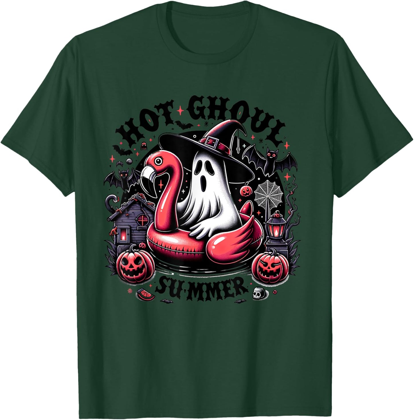 Halloween Summer Celebrate Summerween Ghost Spooky Creepy Women Kids T-Shirt - T-Shirt | Forest