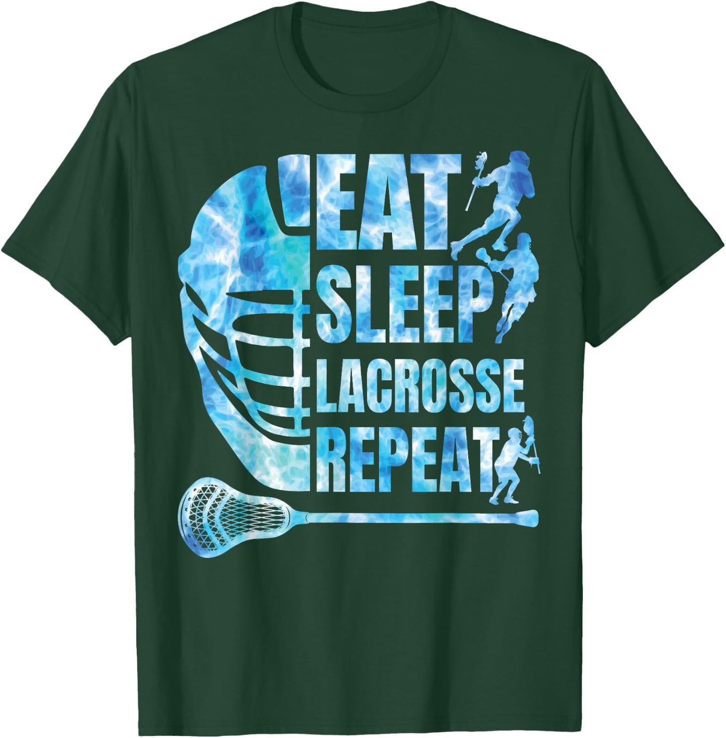 Boys Lacrosse-Shirt Men Funny Lax Eat Sleep Lacrosse Repeat T-Shirt - T-Shirt | Forest