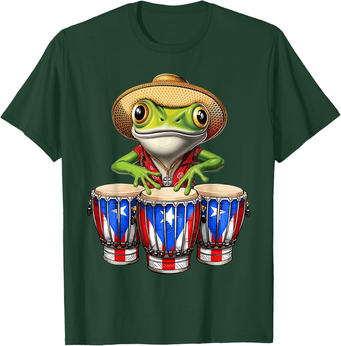 Funny Boricua Coqui Frog Taino Puerto Rico Puerto Rican Flag T-Shirt - T-Shirt | Forest