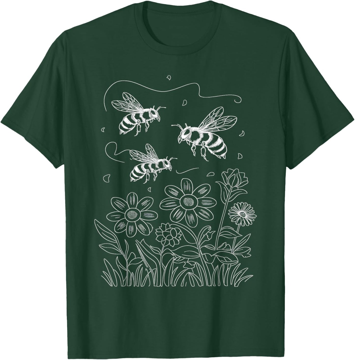 Pollinator Garden Design Wildlife Flowers Native Plants T-Shirt - T-Shirt | Forest